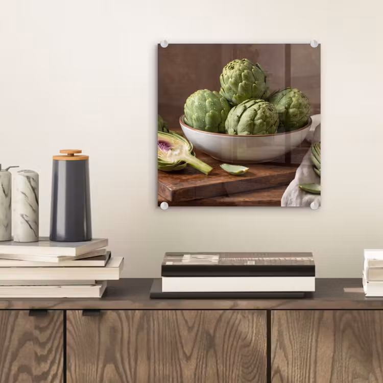 Glass Print - Vegetables - Artichoke - Kitchen - Groenten - Artisjok - Keuken plexiglas 5mm klein