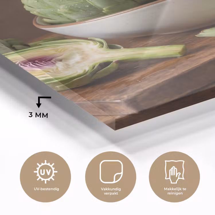 Glass Print - Vegetables - Artichoke - Kitchen - Groenten - Artisjok - Keuken plexiglas 5mm klein