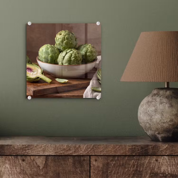 Glass Print - Vegetables - Artichoke - Kitchen - Groenten - Artisjok - Keuken plexiglas 5mm klein