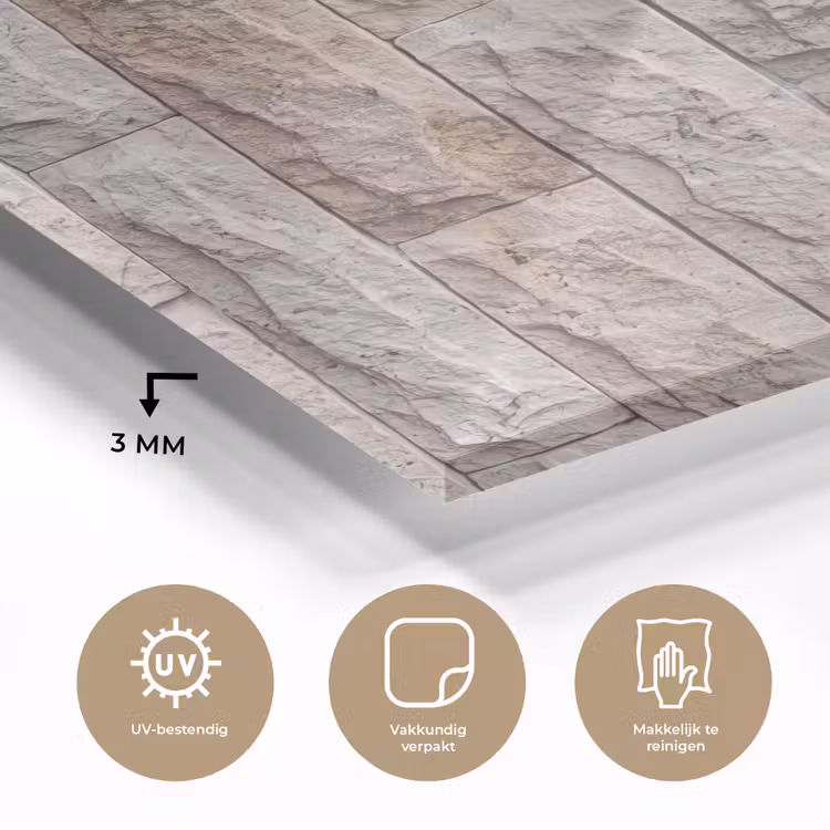 Muur - Steen - Ruw - Beige - Textuur plexiglas 5mm klein -sfeer2
