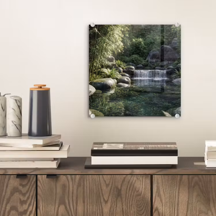 Beek - Waterval - Natuur - Groen plexiglas 5mm klein -sfeer1