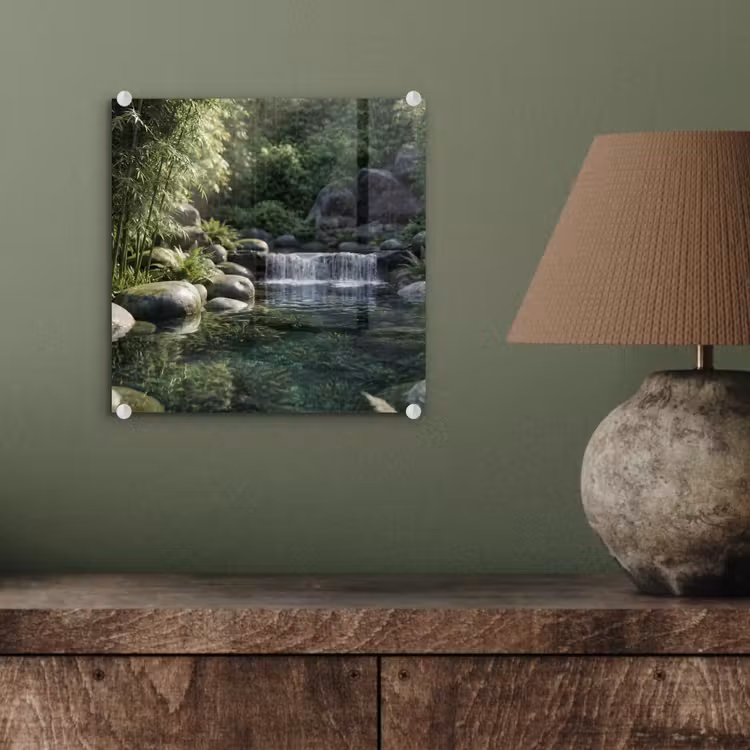 Beek - Waterval - Natuur - Groen plexiglas 5mm klein -sfeer3