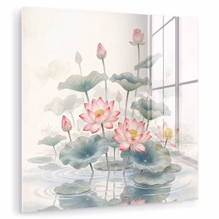 Aquarel - Lotusbloemen - Kleurrijk plexiglas 5mm klein -zzzproduct_nieuw
