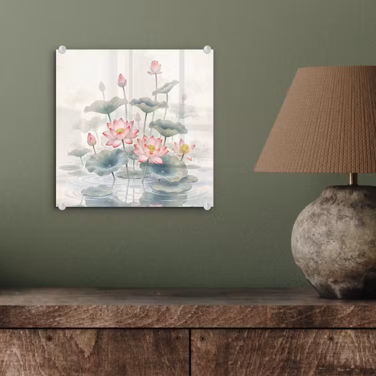 Aquarel - Lotusbloemen - Kleurrijk plexiglas 5mm klein -sfeer3