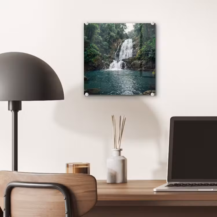 Waterfall - Forest - Nature - Greenkhgyguyg plexiglas 5mm klein -sfeer6