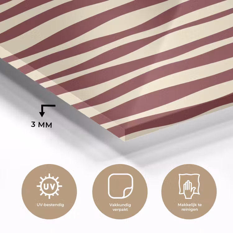 Golven - Rood - Patroon - Crème plexiglas 5mm klein 11 -sfeer2