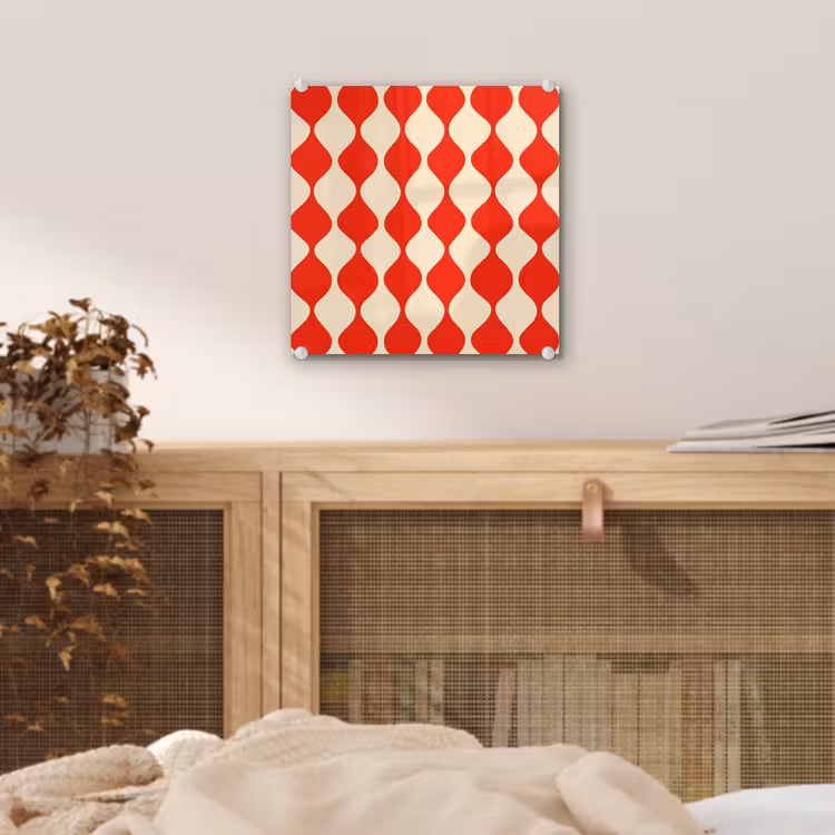 Golvend patroon - Retro - Rood - Beige plexiglas 5mm klein 11 -sfeer4