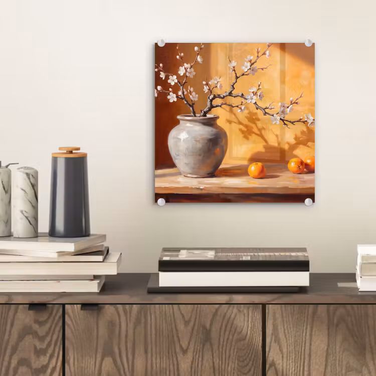 Glass Print - White Flowers - Still Life - Witte bloemen - Stilleven plexiglas 5mm klein