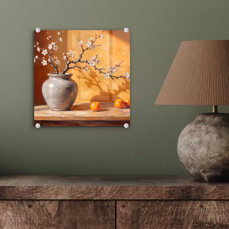 Glass Print - White Flowers - Still Life - Witte bloemen - Stilleven plexiglas 5mm klein