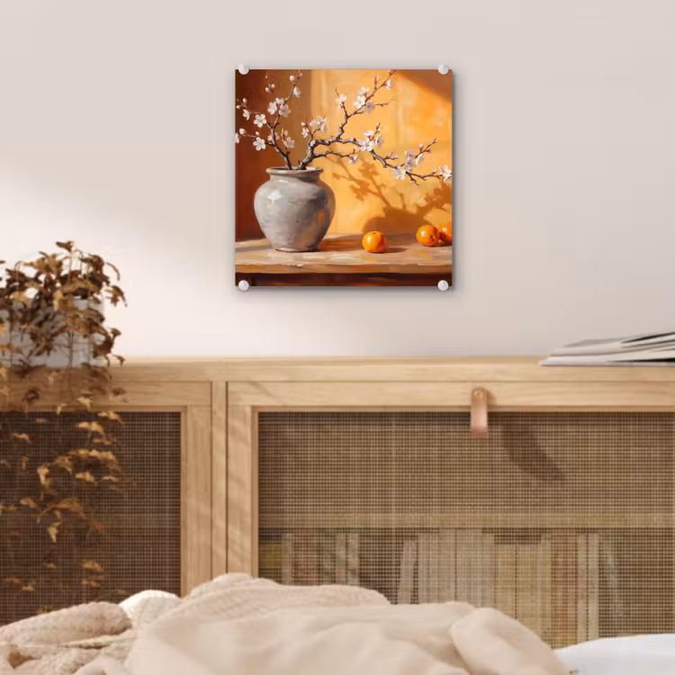 Glass Print - White Flowers - Still Life - Witte bloemen - Stilleven plexiglas 5mm klein