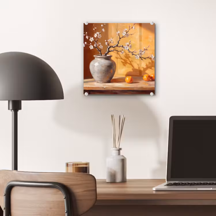 Glass Print - White Flowers - Still Life - Witte bloemen - Stilleven plexiglas 5mm klein