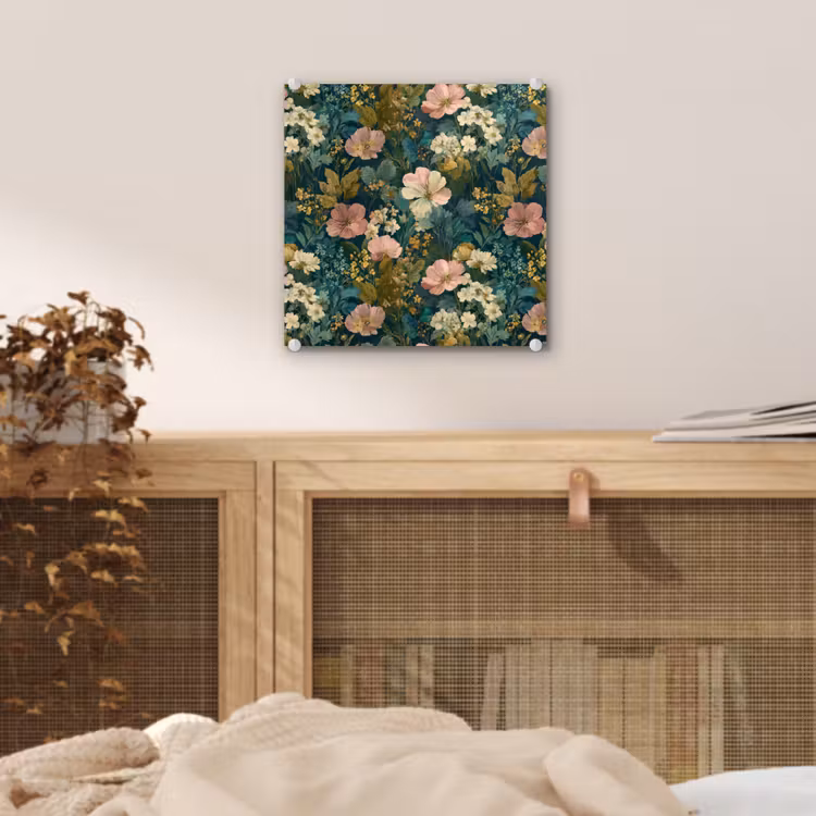 Wilde bloemen - Botanisch - Patroon - Roze - Romantisch plexiglas 5mm klein 11 -sfeer4