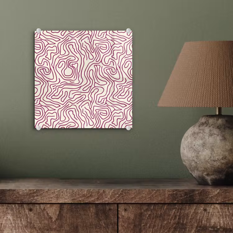 Kronkelende lijn - Magenta - Crème plexiglas 5mm klein 11 -sfeer3