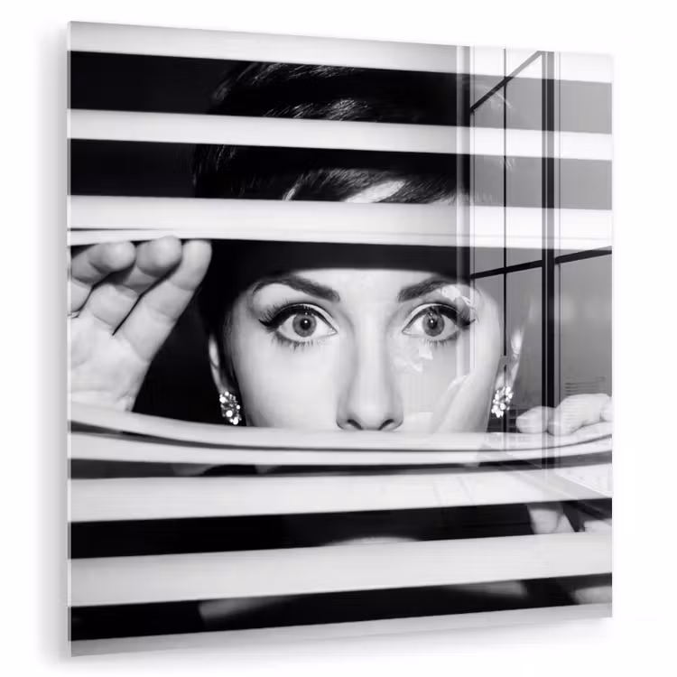 Vrouw - Jaloezieën - Portret - Zwart-wit plexiglas 5mm klein -zzzproduct_nieuw