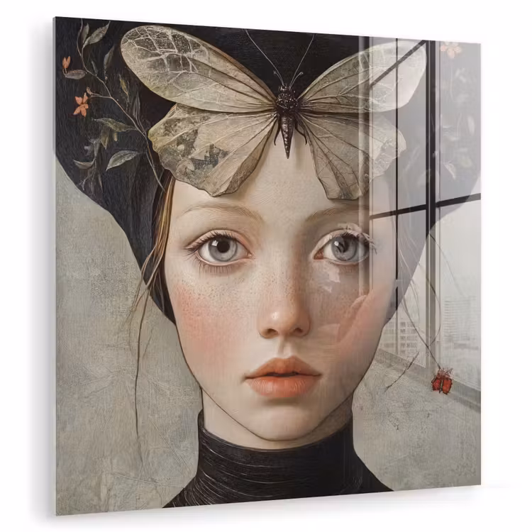 Woman - Butterfly - Art - Classic - Muted plexiglas 5mm klein -zzzproduct_nieuw