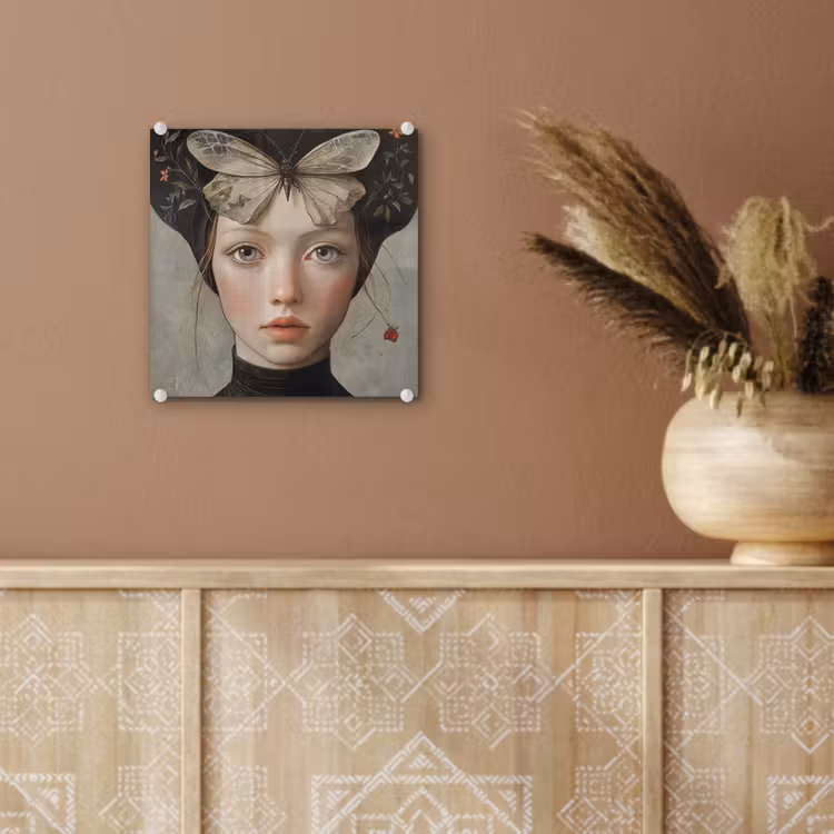 Woman - Butterfly - Art - Classic - Muted plexiglas 5mm klein -sfeer5