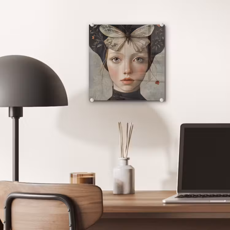 Woman - Butterfly - Art - Classic - Muted plexiglas 5mm klein -sfeer6