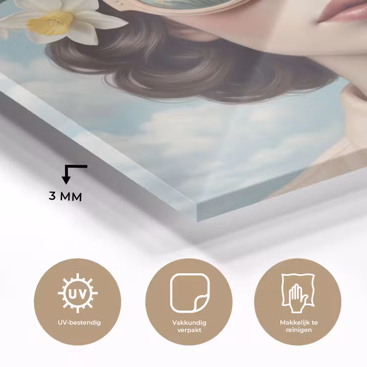 Vrouw - Narcissen - Geel plexiglas 5mm klein -sfeer2