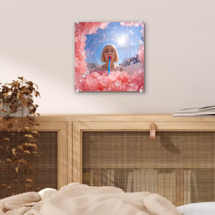 Vrouw - Drank - Zomer - Roze - Blauw plexiglas 5mm klein -sfeer4