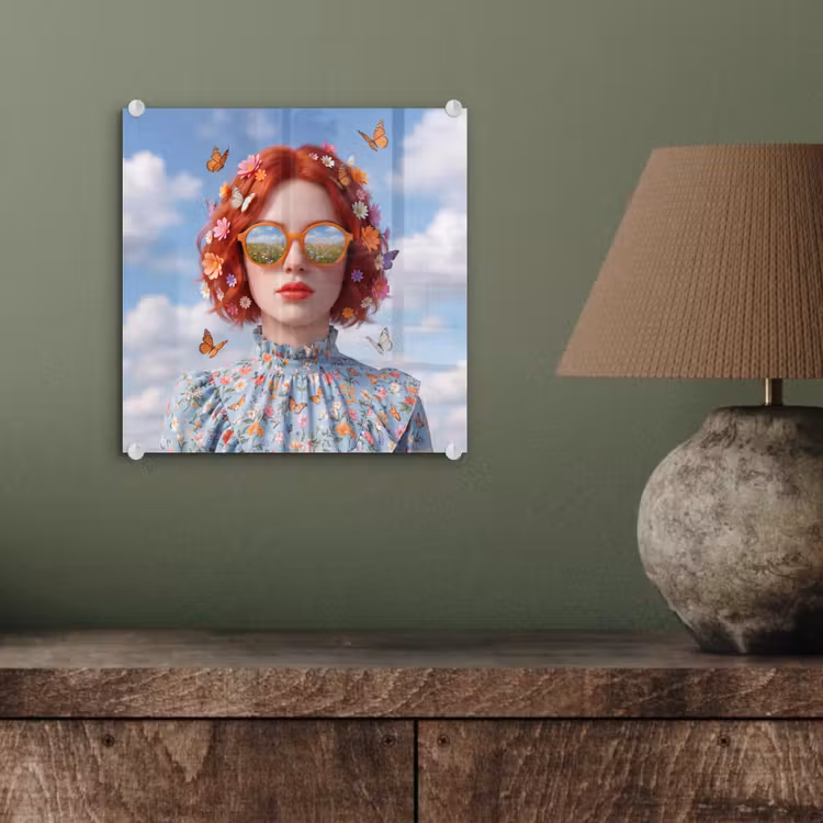 Vrouw - Bloemen - Zomer - Portret - Kleurrijk plexiglas 5mm klein -sfeer3