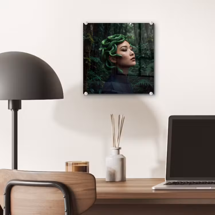 Vrouw - Slang - Natuur - Mystiek - Groen plexiglas 5mm klein -sfeer6