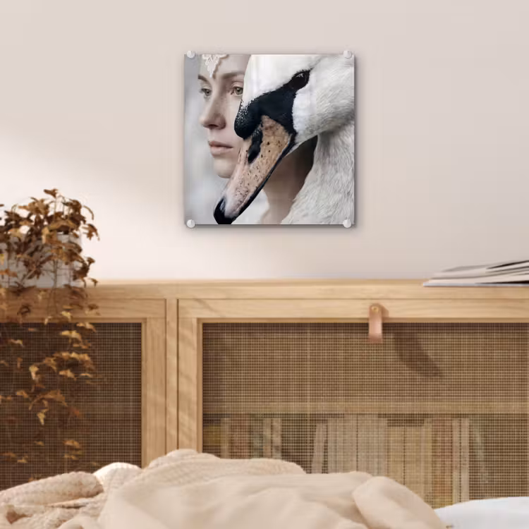 Vrouw - Zwaan - Wit plexiglas 5mm klein -sfeer4