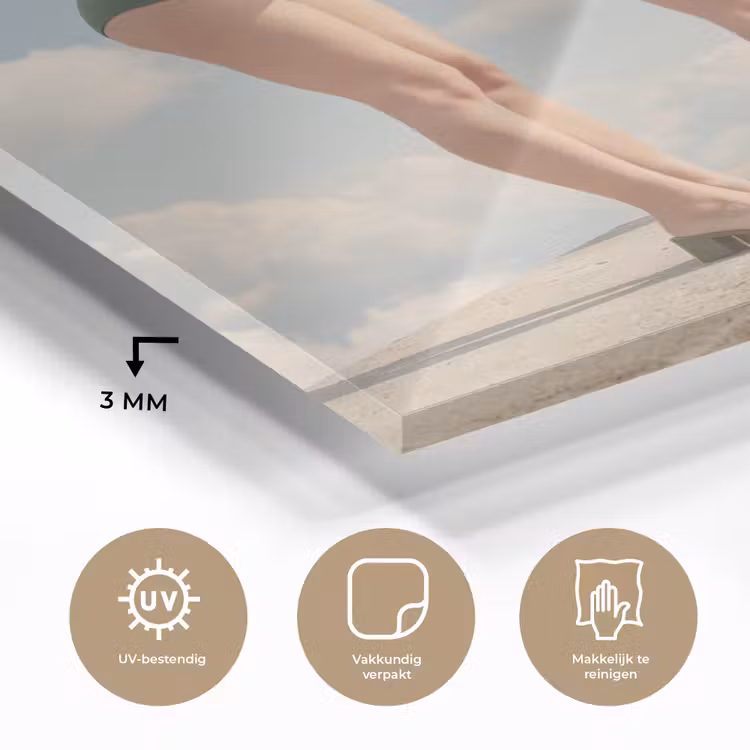 Glass Print - Women - Diving Pose - Clouds - Vrouwen - Duikhouding - Wolken plexiglas 5mm klein