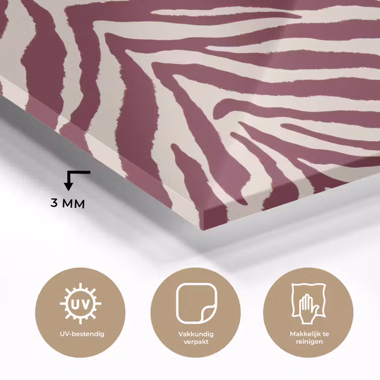 Zebra - Motief - Bordeaux - Rood plexiglas 5mm klein 11 -sfeer2