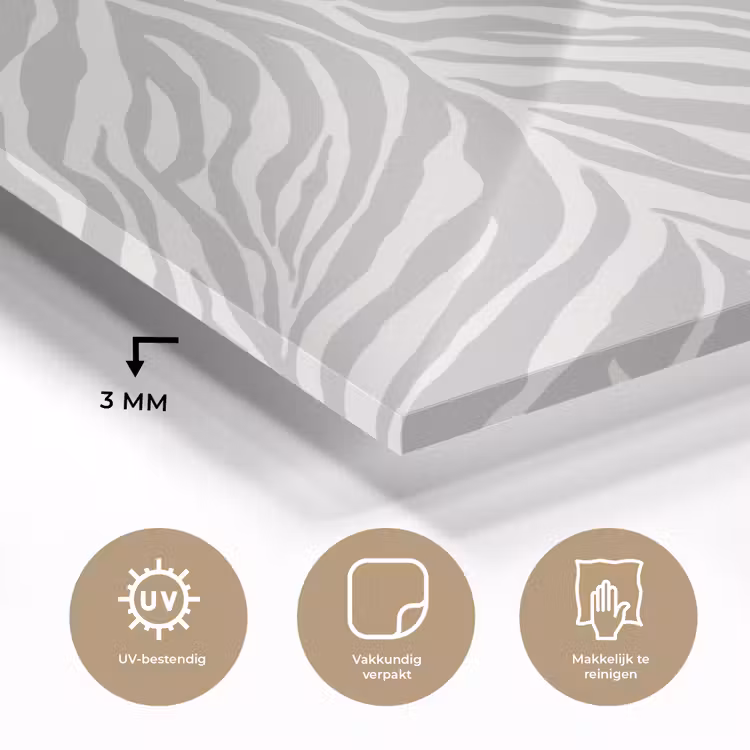 Zebra - Motief - Grijs plexiglas 5mm klein 11 -sfeer2