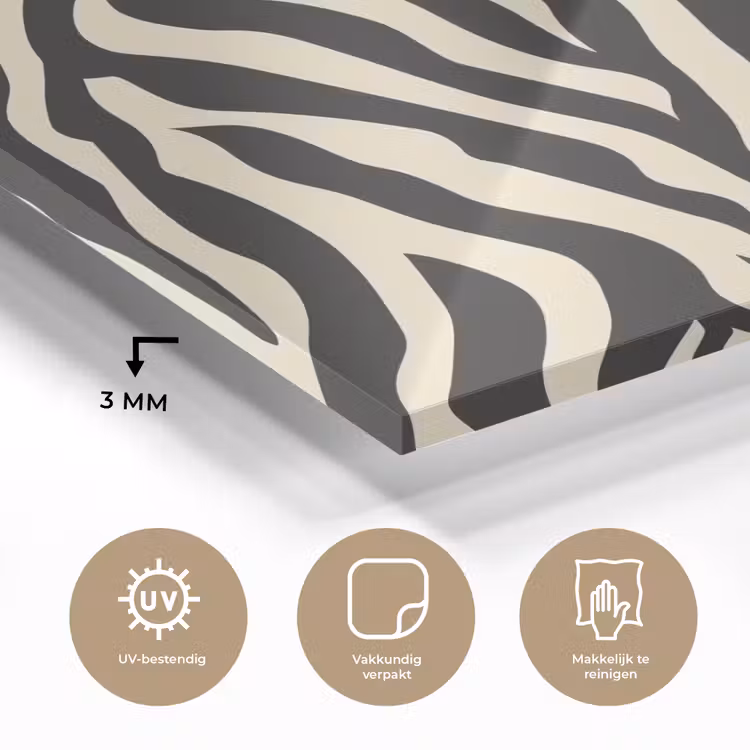 Zebra - Print - Klassiek - Zwart plexiglas 5mm klein 11 -sfeer2