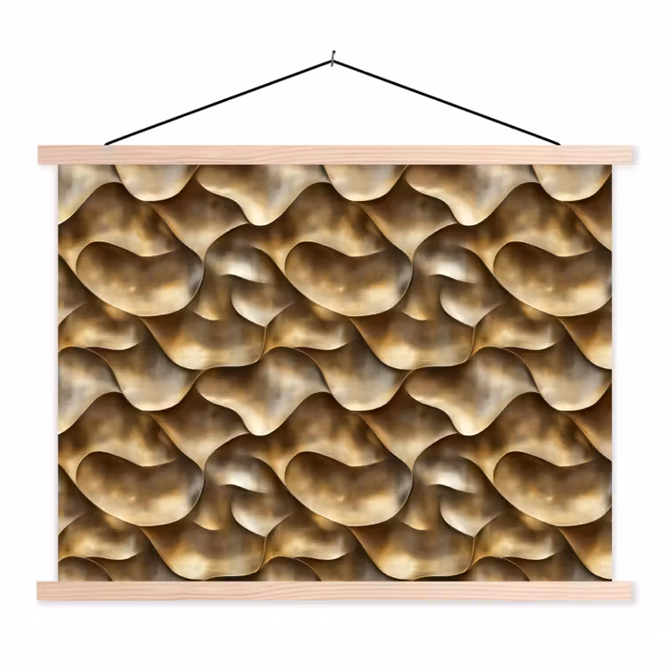 Abstract - Antiek - Goud textielposter latten blank klein 122 -3d