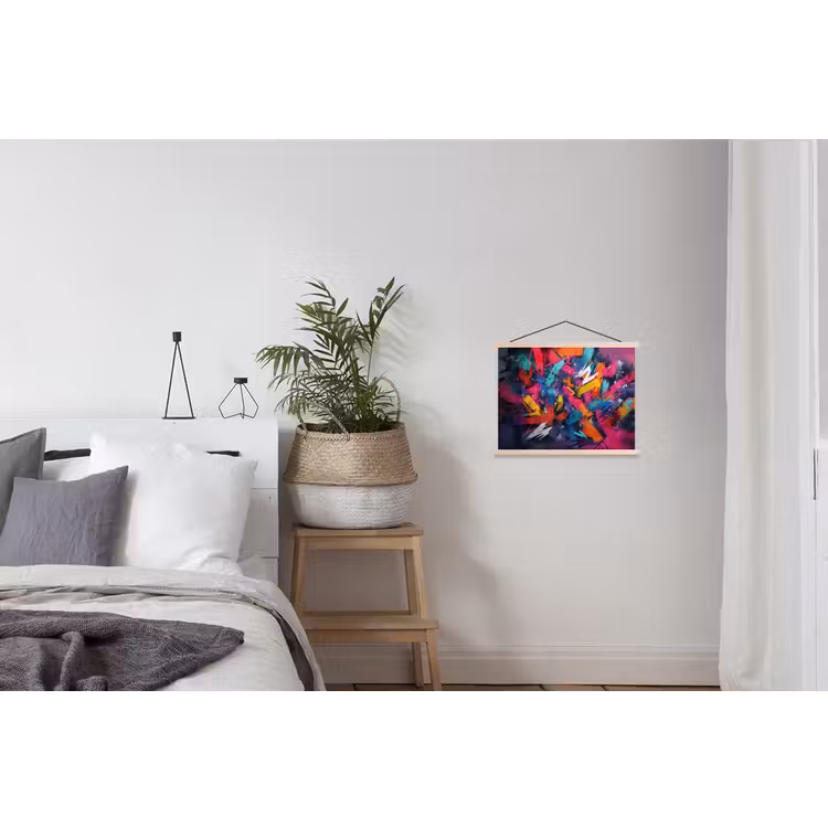 Abstract - Explosie - Neonkleuren textielposter latten blank klein -woonkamer