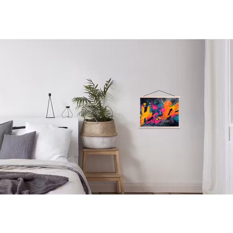 Abstract - Graffiti - Kleurrijk - Verfspatten textielposter latten blank klein -woonkamer