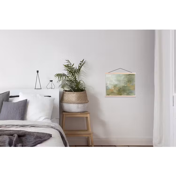 Abstract - Groen - Beige - Modern - Kunst textielposter latten blank klein -woonkamer