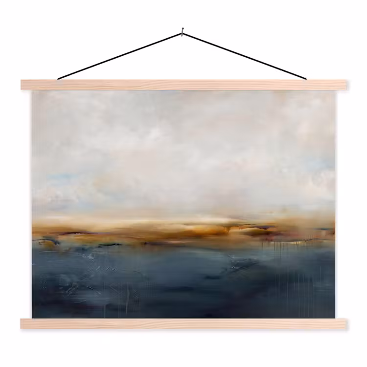 Abstract - Horizon - Water - Modern - Beige textielposter latten blank klein -3d