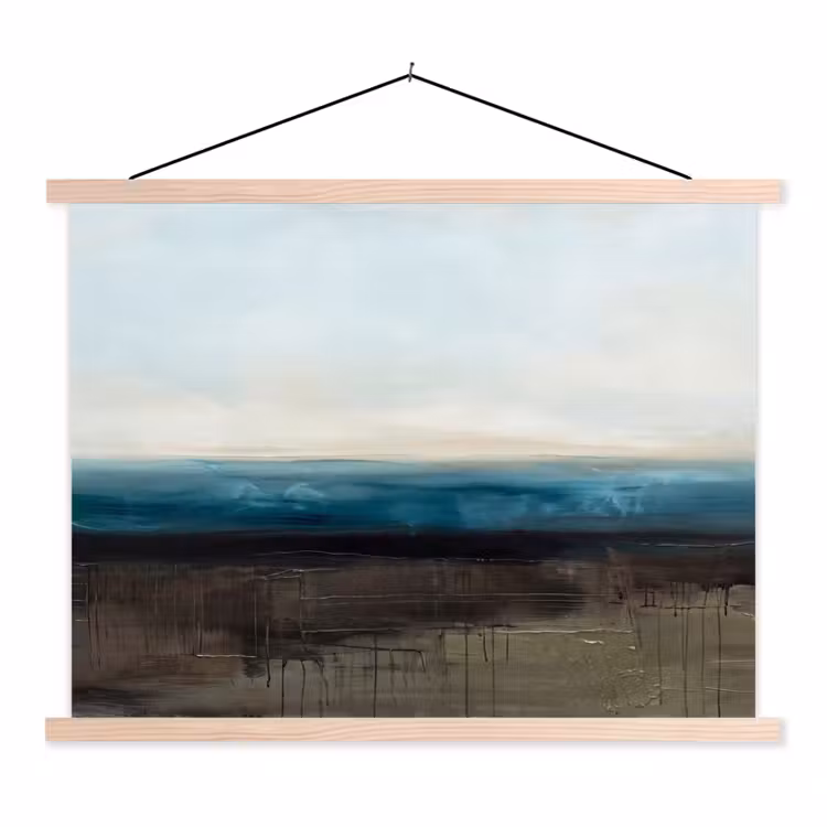Abstract - Landschap - Horizon - Blauw - Modern textielposter latten blank klein -3d