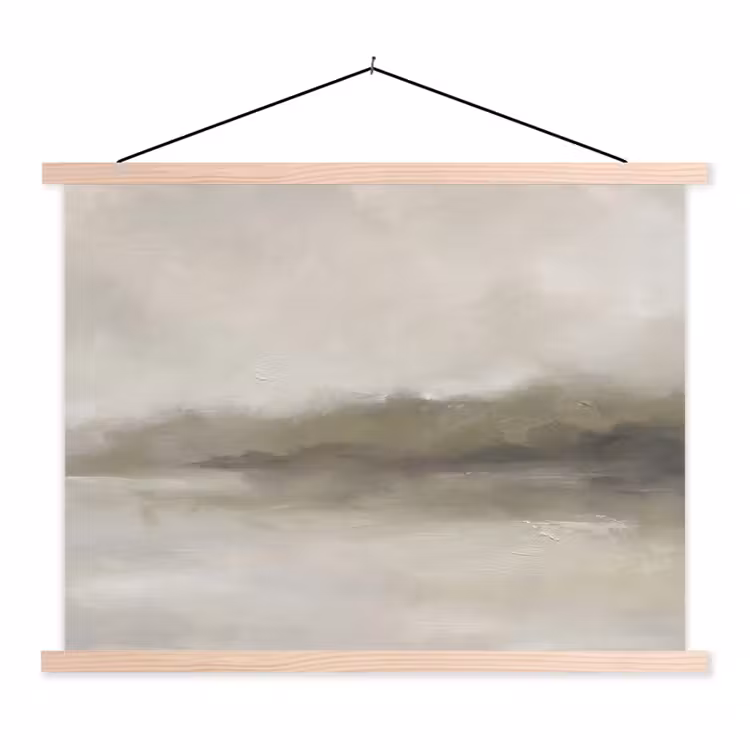 Abstract - Landschap - Nevel - Modern - Grijs textielposter latten blank klein -3d