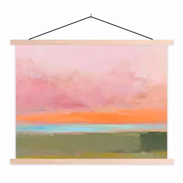 Abstract - Landschap - Modern - Roze - Oranje textielposter latten blank klein -3d