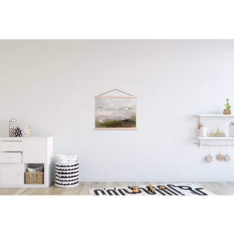 Abstract - Gelaagd - Kunst - Modern - Grijs-Groen textielposter latten blank klein -kinderkamer