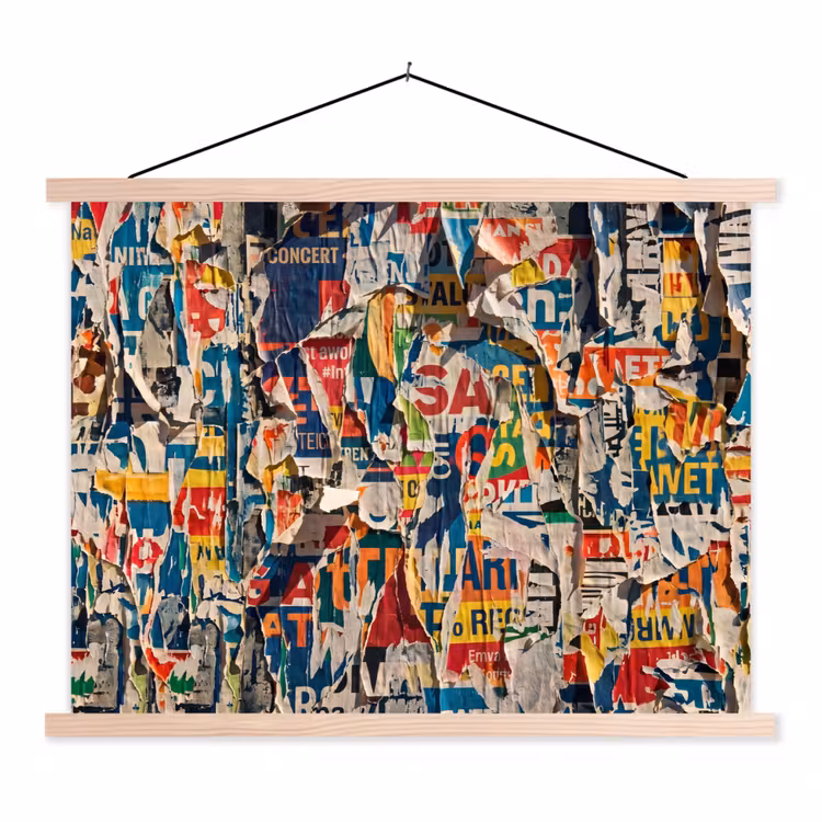 Abstract - Gelaagd papier - Urban - Modern - Kleurrijk textielposter latten blank klein -3d