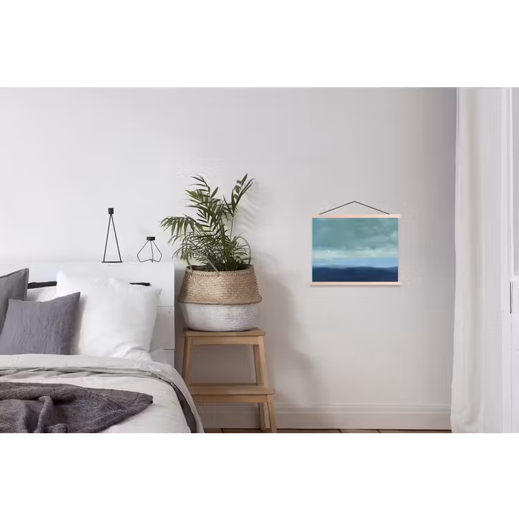 Abstract - Lagen - Rust - Modern - Blauw textielposter latten blank klein -woonkamer
