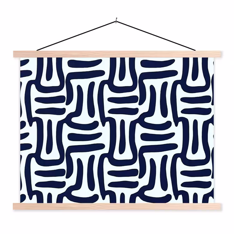 Abstract - Modern - Blauw textielposter latten blank klein 122 -3d