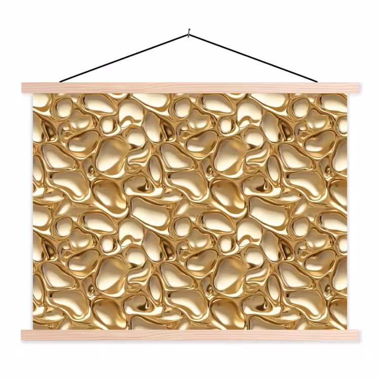 Abstract - Modern - Goud textielposter latten blank klein 122 -3d