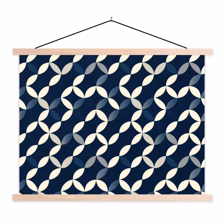 Abstract - Patroon - Blauw textielposter latten blank klein 122 -3d