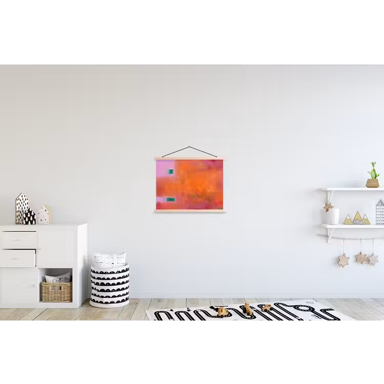 Abstract - Vlakken - Kunst - Modern - Oranje textielposter latten blank klein -kinderkamer
