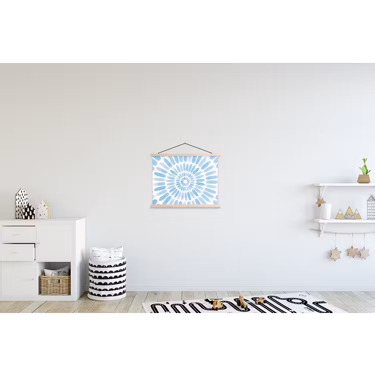 Abstract - Vormen - Kunst - Aquarel - Blauw textielposter latten blank klein -kinderkamer