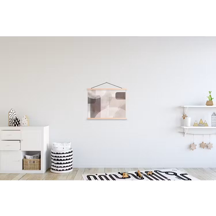 Hanging Poster - Abstract Shapes - Beige - Abstracte vormen - Beige textielposter latten blank klein