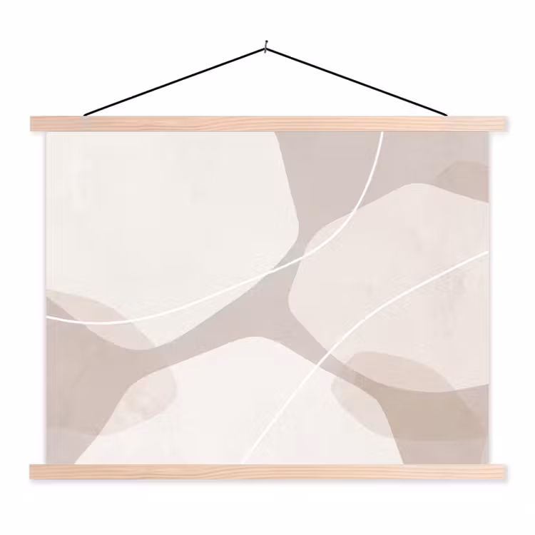 Hanging Poster - Abstract - Shapes - Beige - Abstract - Vormen - Beige textielposter latten blank klein