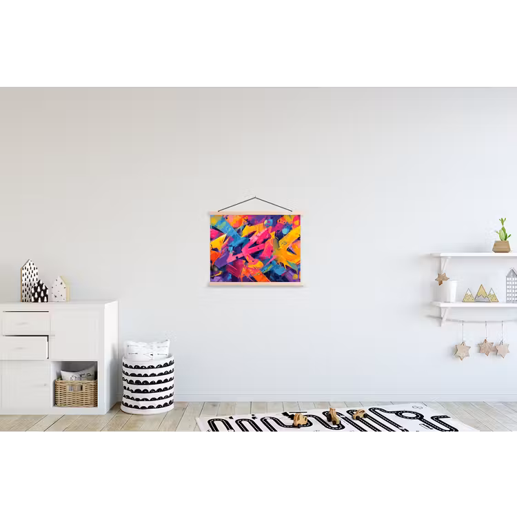 Abstract - Vormen - Kleurrijk textielposter latten blank klein -kinderkamer