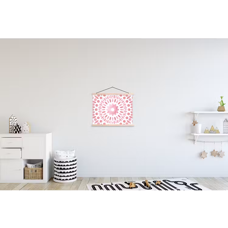 Abstract - Vormen - Patroon - Aquarel - Roze textielposter latten blank klein -kinderkamer